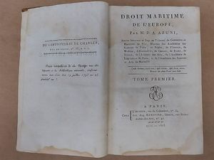 Domenico Alberto Azuni : Droit maritime de l'Europe  - Asta Asta 206 - Libri Antichi - Associazione Nazionale - Case d'Asta italiane