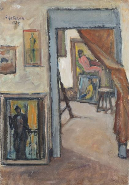 ALFREDO CATARSINI Viareggio (LU) 1899 - 1993 : Studio del pittore 1935  - Asta Dipinti dell'800, del '900 e contemporanei - Associazione Nazionale - Case d'Asta italiane
