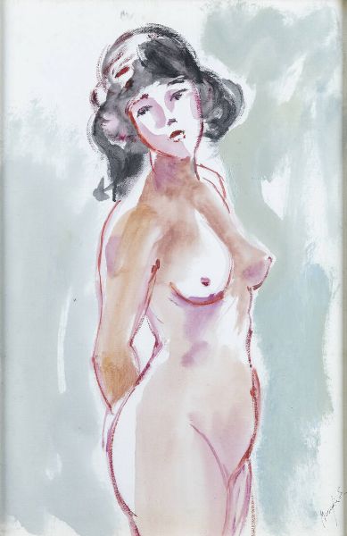 EDMONDO MANEGLIA Koziu (Turchia) 1925 - 2003 Torino : Donna nuda  - Asta Dipinti dell'800, del '900 e contemporanei - Associazione Nazionale - Case d'Asta italiane