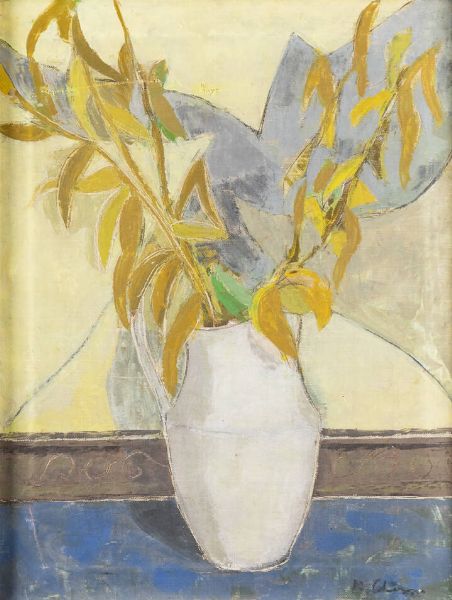 MAURO CHESSA Torino 1933 : Vaso di fiori  - Asta Dipinti dell'800, del '900 e contemporanei - Associazione Nazionale - Case d'Asta italiane