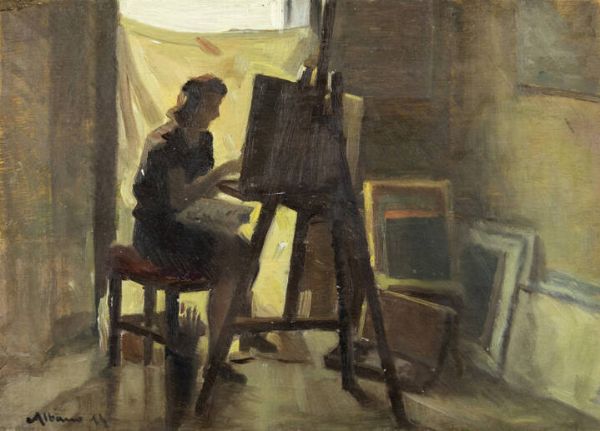 MARIO ALBANO Torino 1896 - 1968 : Ritratto di pittrice  - Asta Dipinti dell'800, del '900 e contemporanei - Associazione Nazionale - Case d'Asta italiane
