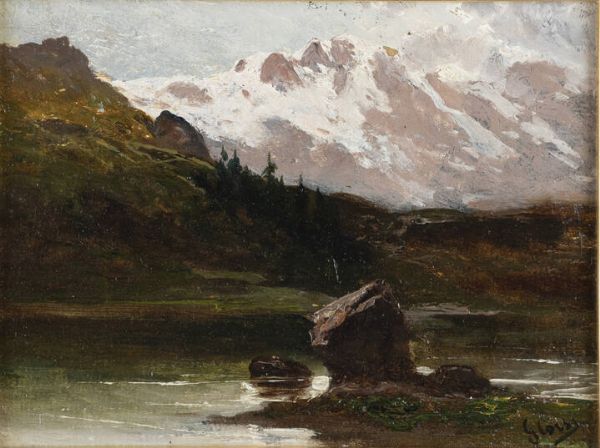 GIACINTO CORSI DI BOSNASCO Torino 1829 - 1909 : Paesaggio alpino  - Asta Dipinti dell'800, del '900 e contemporanei - Associazione Nazionale - Case d'Asta italiane
