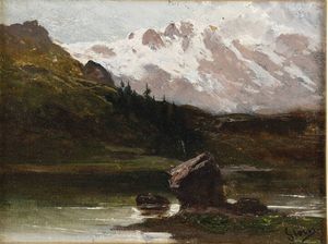 GIACINTO CORSI DI BOSNASCO Torino 1829 - 1909 - Paesaggio alpino