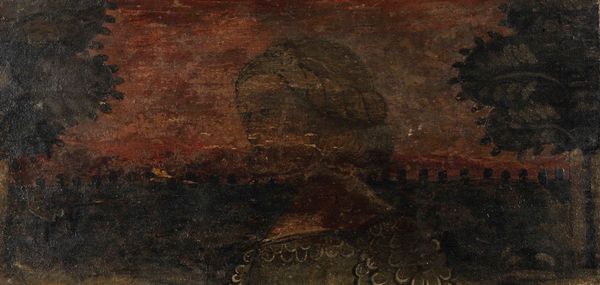 Formella in legno dipinto con profilo femminile  - Asta Dipinti Antichi | Cambi Time - Associazione Nazionale - Case d'Asta italiane