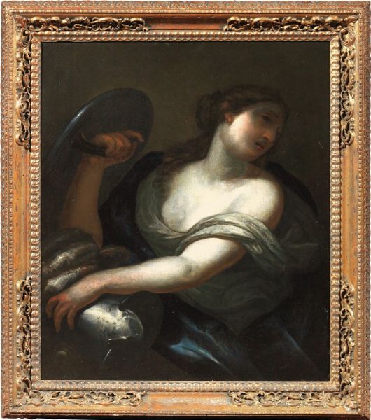 Figura allegorica femminile con elmo e scudo  - Asta Importanti Dipinti Antichi - Associazione Nazionale - Case d'Asta italiane