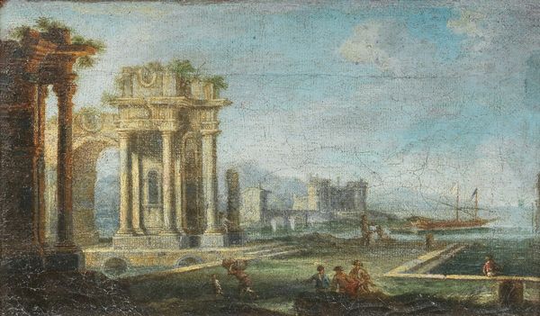 Due dipinti a soggetto Paesaggio con veduta di porto e rovine  - Asta Importanti Dipinti Antichi - Associazione Nazionale - Case d'Asta italiane