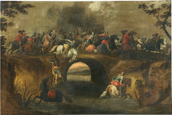 Battaglia di cavalleria su un ponte  - Asta Importanti Dipinti Antichi - Associazione Nazionale - Case d'Asta italiane