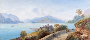 CARLO BOSSOLI Lugano 1815 - 1884 Torino - Veduta del lago di Como 1880