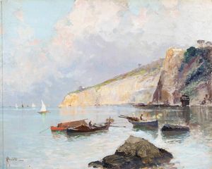 OSCAR RICCIARDI Napoli 1864 - 1935 - Marina d'Ischia  Capo Miseno