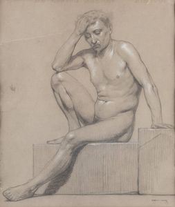 GIOVANNI BATTISTA QUADRONE Mondov (CN) 1844 - 1898 Torino - Ritratto di uomo nudo
