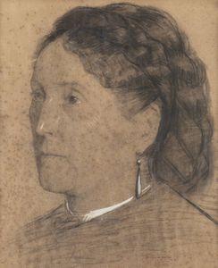 GIOVANNI BATTISTA QUADRONE Mondov (CN) 1844 - 1898 Torino - Ritratto di donna con orecchino