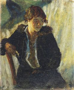 ANGELO MORBELLI Alessandria 1853 - 1919 Milano - Donna seduta o Mezzo busto di donna