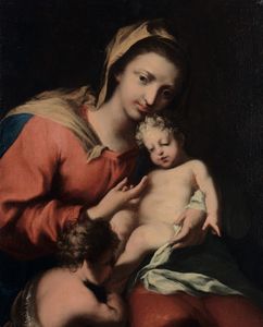 Amigoni Jacopo : Madonna col Bambino e San Giovannino  - Asta Dipinti Antichi - Associazione Nazionale - Case d'Asta italiane