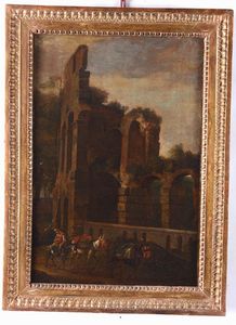 Veduta del Colosseo con popolana e asini  - Asta Dipinti Antichi - Associazione Nazionale - Case d'Asta italiane