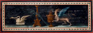 Sei pannelli raffiguranti grottesche e figure pompeiane, XIX-XX secolo  - Asta Opere e arredi da collezioni lombarde e altre provenienze - Associazione Nazionale - Case d'Asta italiane
