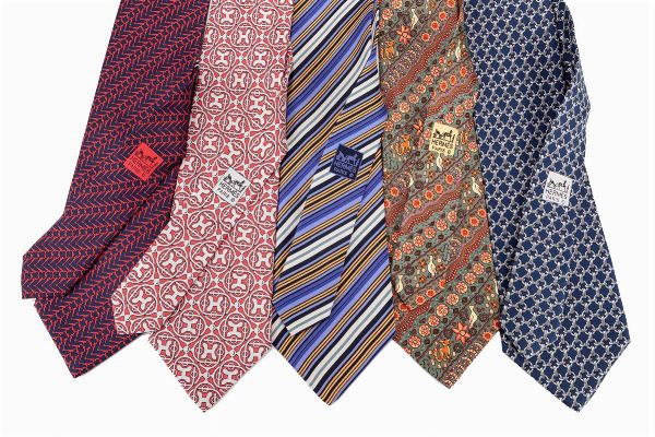 Herms : Lotto di cinque cravatte  - Asta Luxury Fashion - Associazione Nazionale - Case d'Asta italiane