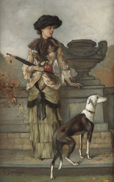 SACCAGGI CESARE (1868 - 1934) : Ritratto di gentildonna con cane.  - Asta ASTA 326 - ARTE ANTICA E DEL XIX SECOLO - Associazione Nazionale - Case d'Asta italiane