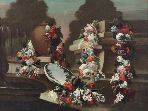 LOPEZ GASPARE (1650 - 1732) : Natura morta con ghirlanda di fiori.  - Asta ASTA 326 - ARTE ANTICA E DEL XIX SECOLO - Associazione Nazionale - Case d'Asta italiane