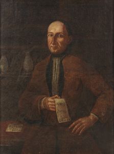 ARTISTA LOMBARDO DEL XVIII SECOLO - Ritratto d'uomo con lettera.