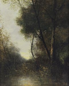 ARTISTA FRANCESE DEL XIX SECOLO - Paesaggio con alberi.