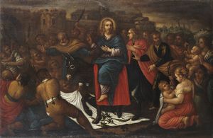 ARTISTA VENETO DEL XVII SECOLO - Entrata trionfale di Ges a Gerusalemme.