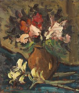 BARTOLENA GIOVANNI (1866 - 1942) : Natura morta con vaso di fiori.  - Asta ASTA 326 - ARTE ANTICA E DEL XIX SECOLO - Associazione Nazionale - Case d'Asta italiane