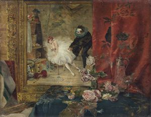 PALMAROLI Y GONZALES  VICENTE (1834 - 1896) : Il clown e la ballerina.  - Asta ASTA 326 - ARTE ANTICA E DEL XIX SECOLO - Associazione Nazionale - Case d'Asta italiane
