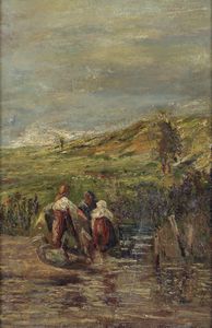 ENDOGUROV IVAN IVANOVICH (1861 - 1898) - Paesaggio con contadine.