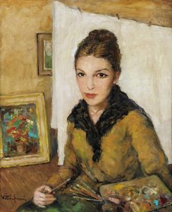 GUSSONI VITTORIO (1893 - 1968) - Ritratto di pittrice.