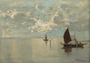 FRAGIACOMO PIETRO (1856 - 1922) - Marina con barche.