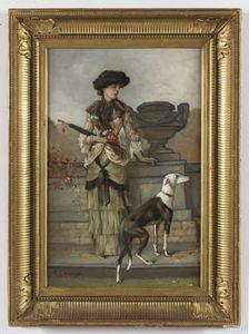 SACCAGGI CESARE (1868 - 1934) : Ritratto di gentildonna con cane.  - Asta ASTA 326 - ARTE ANTICA E DEL XIX SECOLO - Associazione Nazionale - Case d'Asta italiane