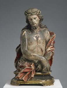 SCULTORE NAPOLETANO DEL XVIII SECOLO - Scultura in legno policromo raffigurante Ecce Homo.