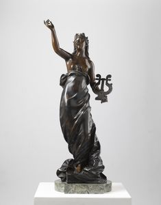 BRONZISTA FRANCESE DEL XIX-XX SECOLO - Scultura in bronzo raffigurante la musa Tersicore.