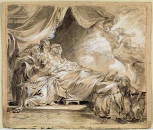 FRAGONARD JEAN HONORE' (1732 - 1806) - Scena mitologica o biblica (''La morte di Coreso'').