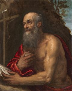 ARTISTA VENETO DEL XVI SECOLO - San Girolamo penitente.