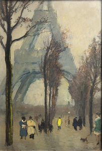 MICHELE CASCELLA Ortona (CH) 1892 - 1989 Milano - Veduta di Parigi con la Tour Eiffel