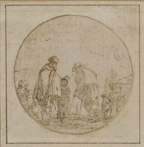 DELLA BELLA STEFANO (1610 - 1664) - Viandanti in un paesaggio.