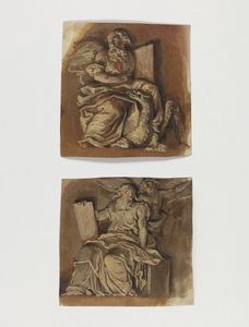 ARTISTA EMILIANO DEL XVII SECOLO - Coppia di disegni raffiguranti San Giovanni e San Matteo.