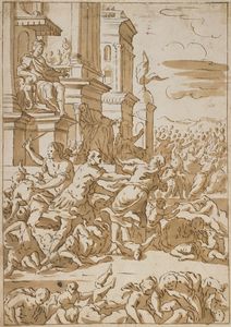 GIORDANO LUCA (1634 - 1705) - Attribuito a. Episodio biblico.