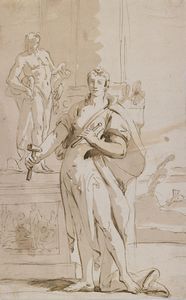AMIGONI JACOPO (1682 - 1752) - Attribuito a. Allegoria della Scultura.