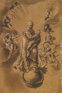 Scuola emiliana del XVIII secolo - Madonna con cherubini e serafini.