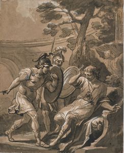 Scuola emiliana del XVIII secolo - Antiloco reca la notizia della morte di Patroclo ad Achille.