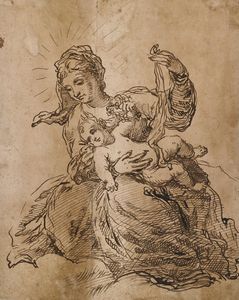 Scuola veneta fine XVII secolo - Madonna con Bambino.
