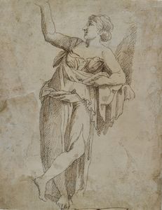 Scuola romana del XVIII secolo - Studio di figura femminile.