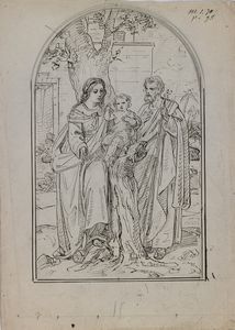 Scuola toscana del XVIII secolo - Madonna con Bambino e San Giuseppe. Studio per Pala d'Altare.