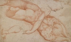 VENUSTI MARCELLO (1510 - 1579) : Seguace di. Studio di nudo maschile.  - Asta ASTA 327 - DISEGNI DA UNA COLLEZIONE TORINESE E ALTRE COMMITTENZE - Associazione Nazionale - Case d'Asta italiane