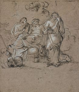 GUALA PIER FRANCESCO  (1698 - 1757) - La morte di San Giuseppe. Studio per la composizione di una pala d'altare.