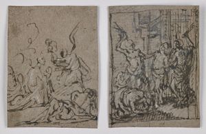 GUALA PIER FRANCESCO  (1698 - 1757) - Coppia di disegni raffiguranti scene sacre.