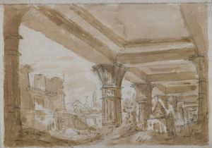 JUVARRA FILIPPO  (1676 - 1736) - Attribuito a. Studio per architettura.