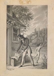 WEIGL FRANZ (n. 1810) - Paesaggio con personaggi.